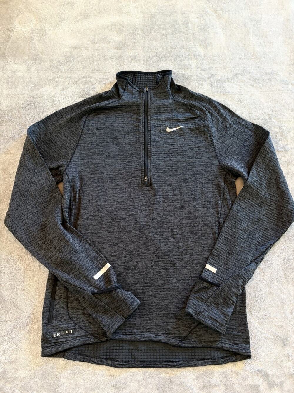 Nike Dri-Fit 1/4 Zip Pullover Women's Sz Small Grey Thumbholes New No Tags